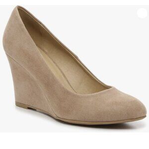 FOWT Women's Classic Wedge Pumps Basic Closed Almond Toe Thick High Heels Nude